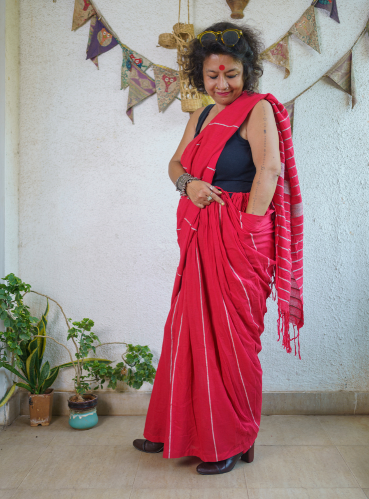 Red Khesh Skirt Saree