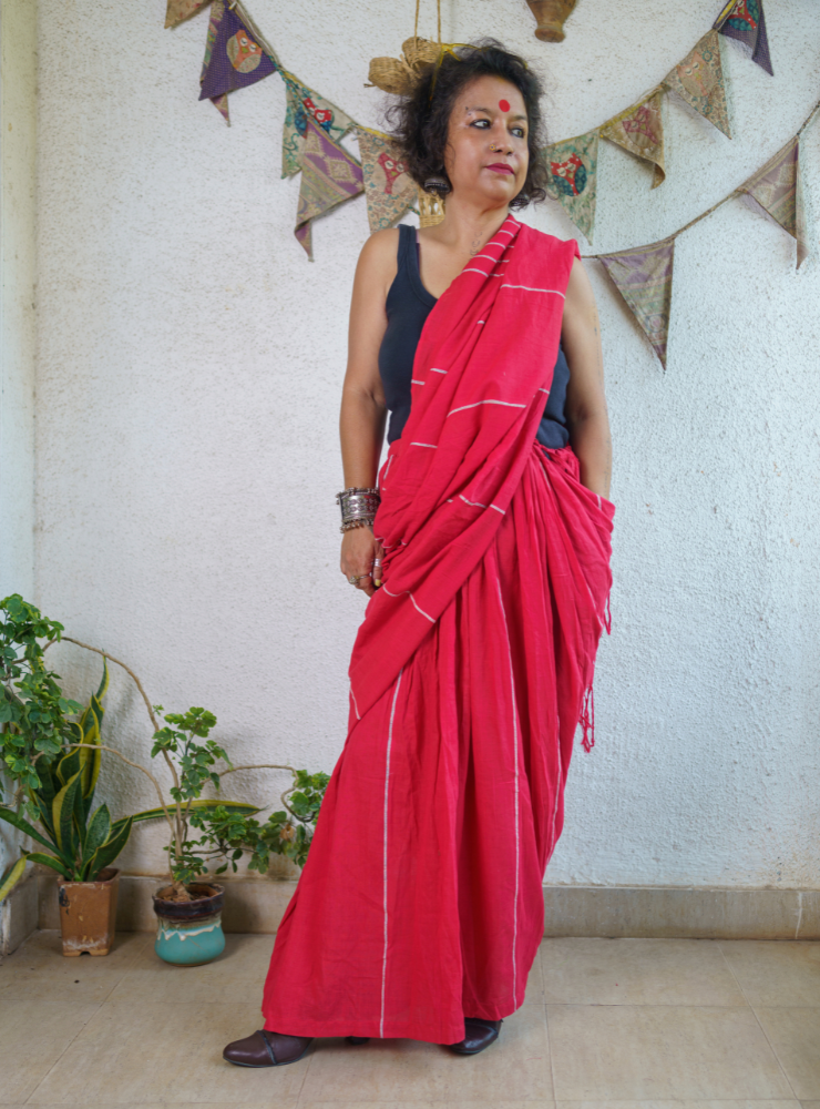 Red Khesh Skirt Saree