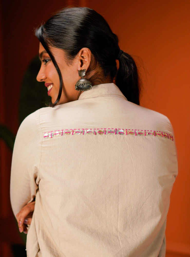 Beige Jacket with Embroidery
