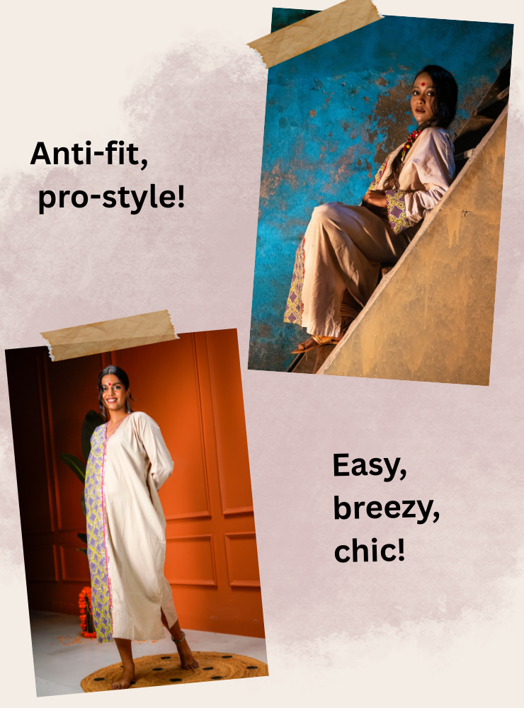 Half & Half Purple Beige Kaftan