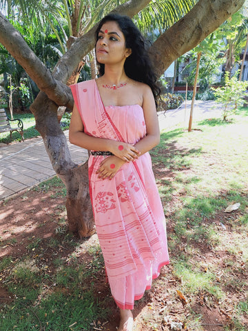 One of it’s kind- Light Pink Jamdani Saree