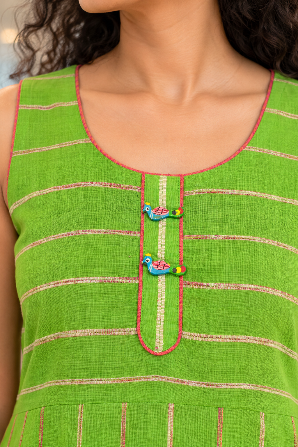 LIME GREEN Khesh Long Tunic With Racer Back