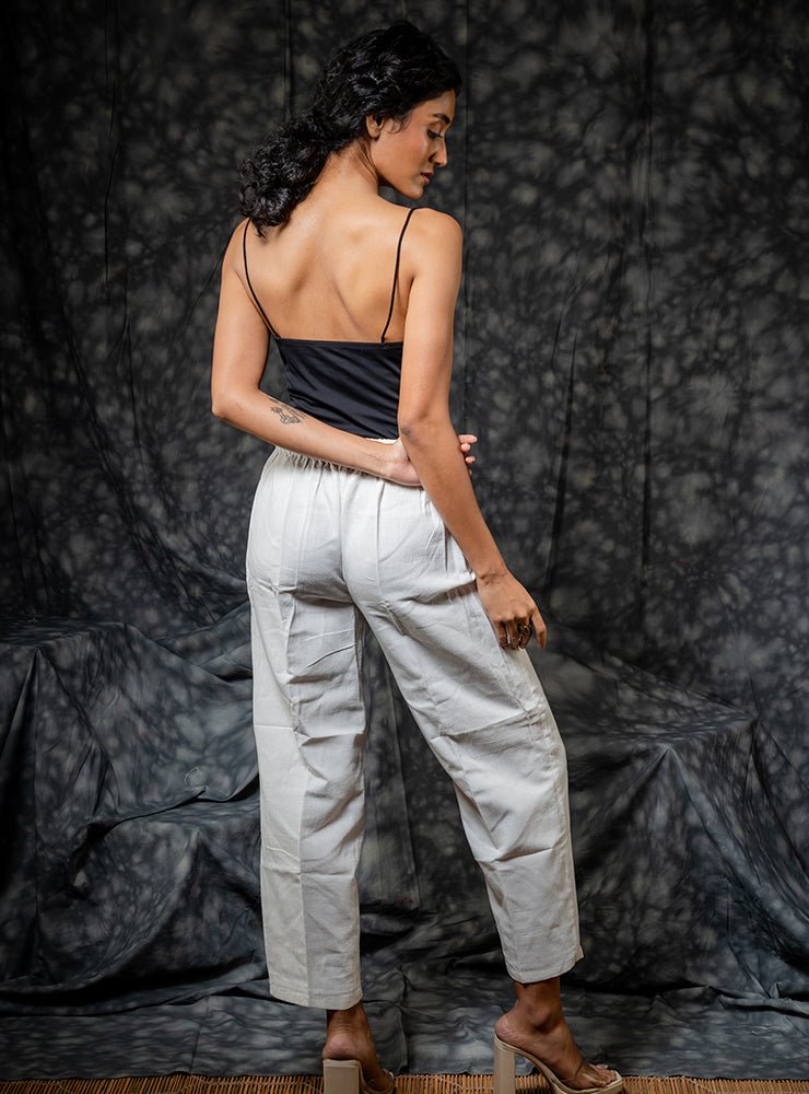 White Straight Pants - ROZAANA