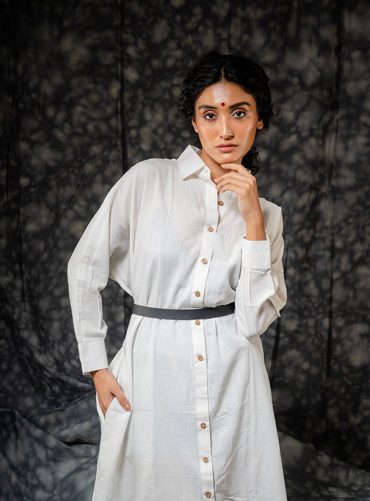 White Shirt Dress Full Length - ROZAANA