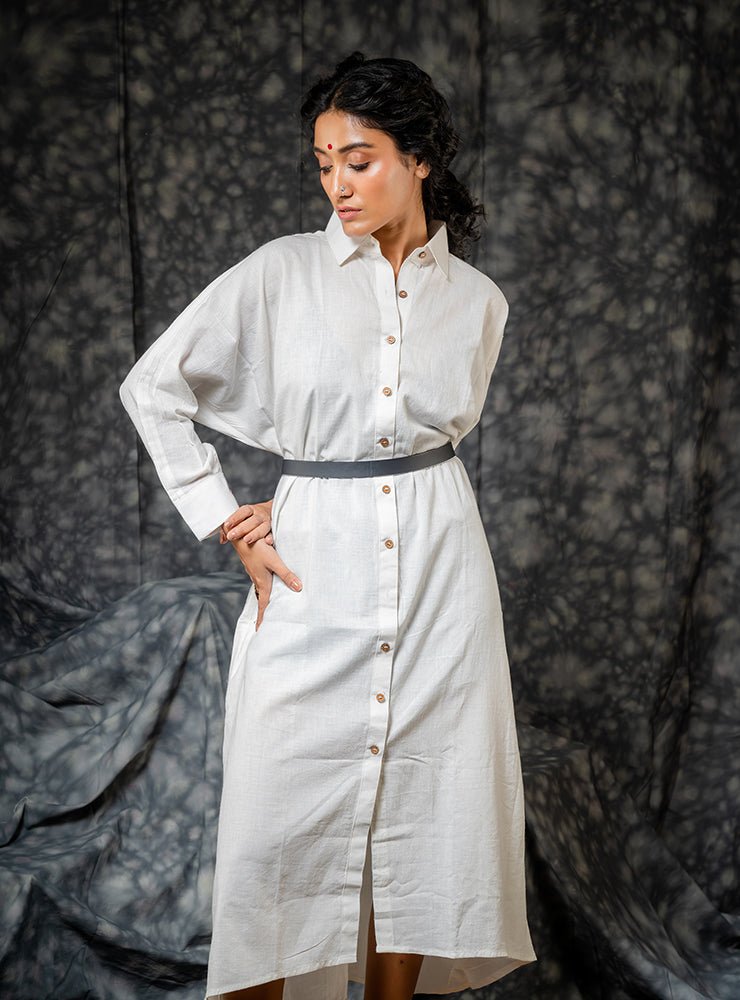 White Shirt Dress Full Length - ROZAANA