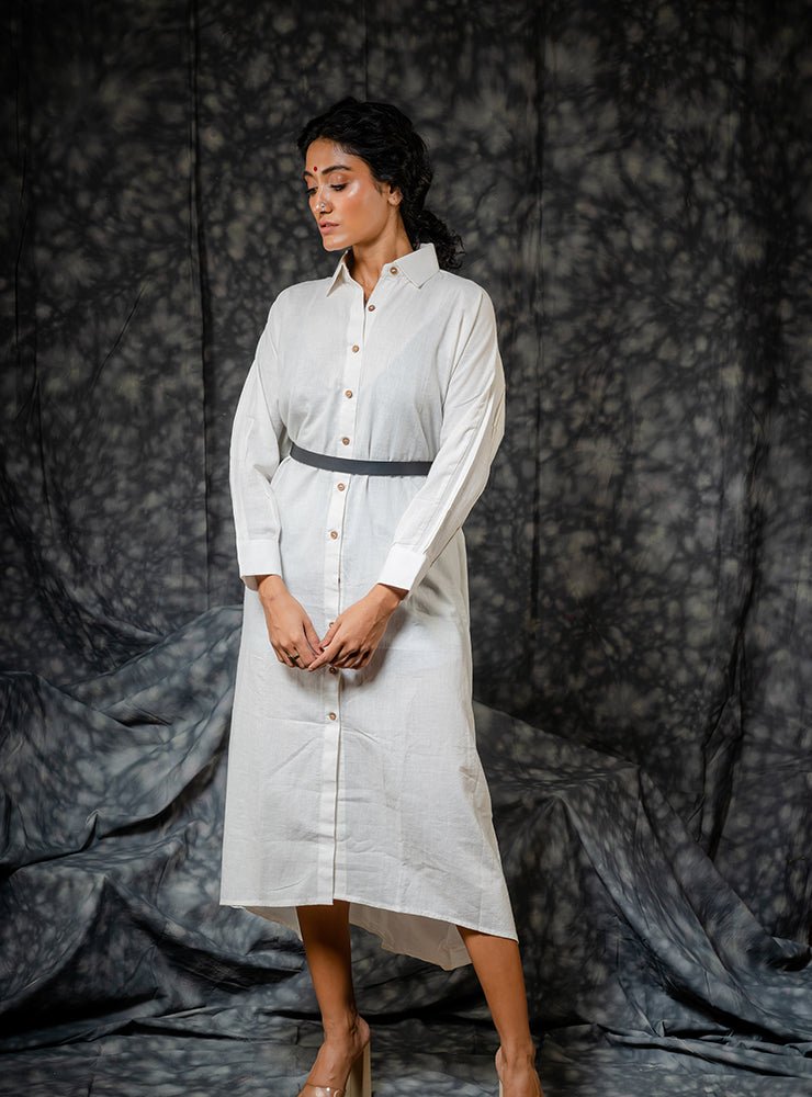 White Shirt Dress Full Length - ROZAANA