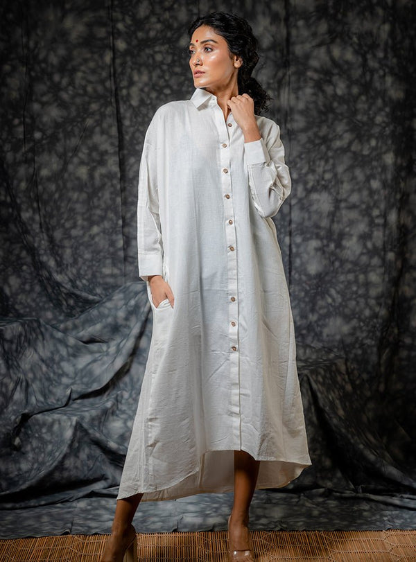 White Shirt Dress Full Length - ROZAANA