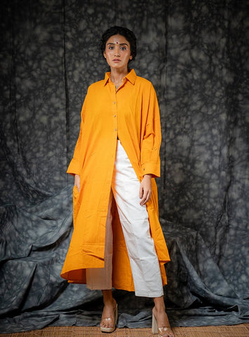 Mustard Shirt Dress Full Length - ROZAANA