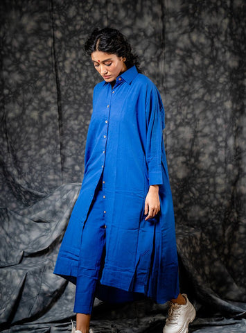 Indigo Shirt Dress Full Length - ROZAANA