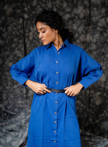 Indigo Shirt Dress Full Length - ROZAANA