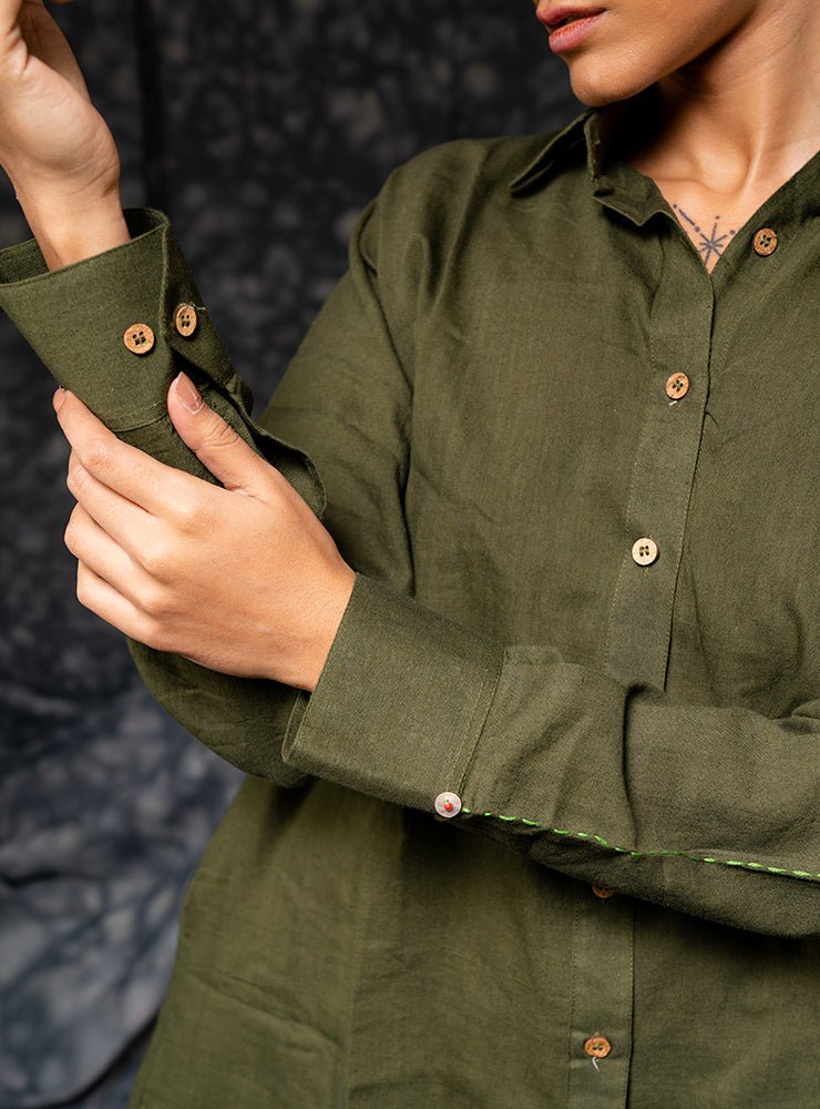 Olive Shirt - ROZAANA