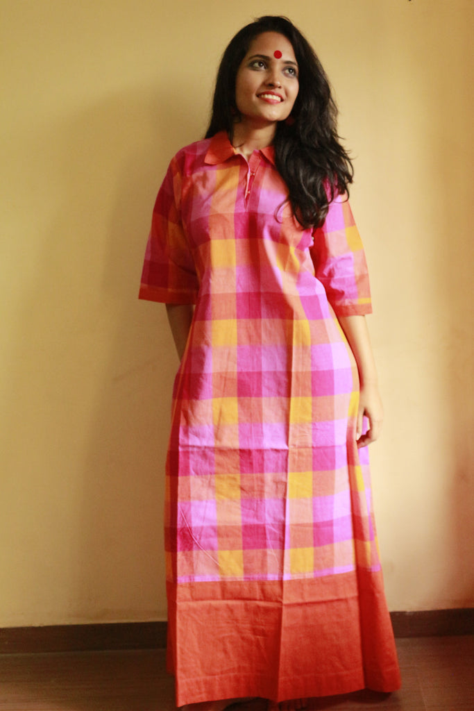 Dress - Check Collared Dress - Prathaa