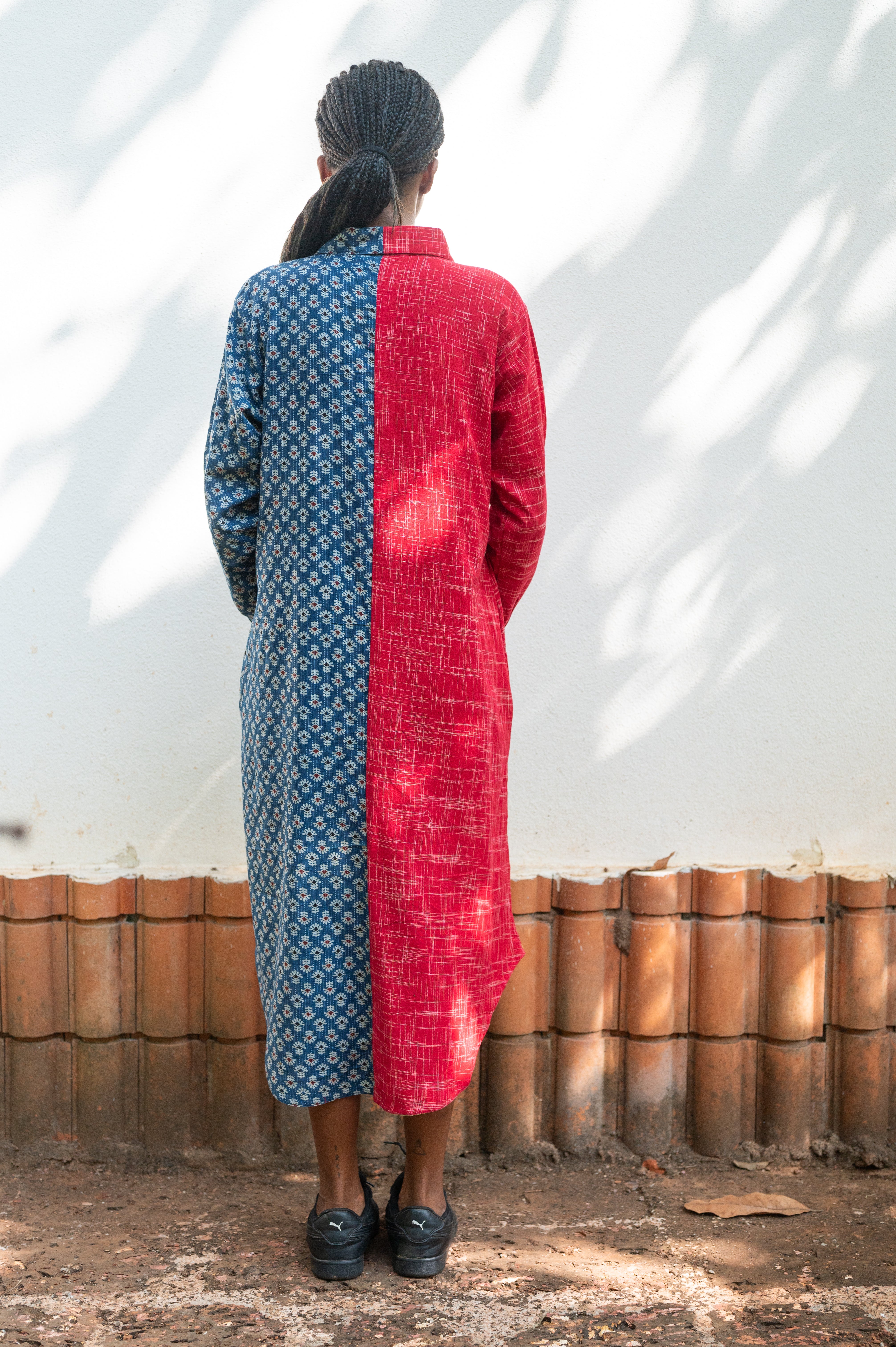 Half and Half Shirt Dress - Prathaa - weaving traditions