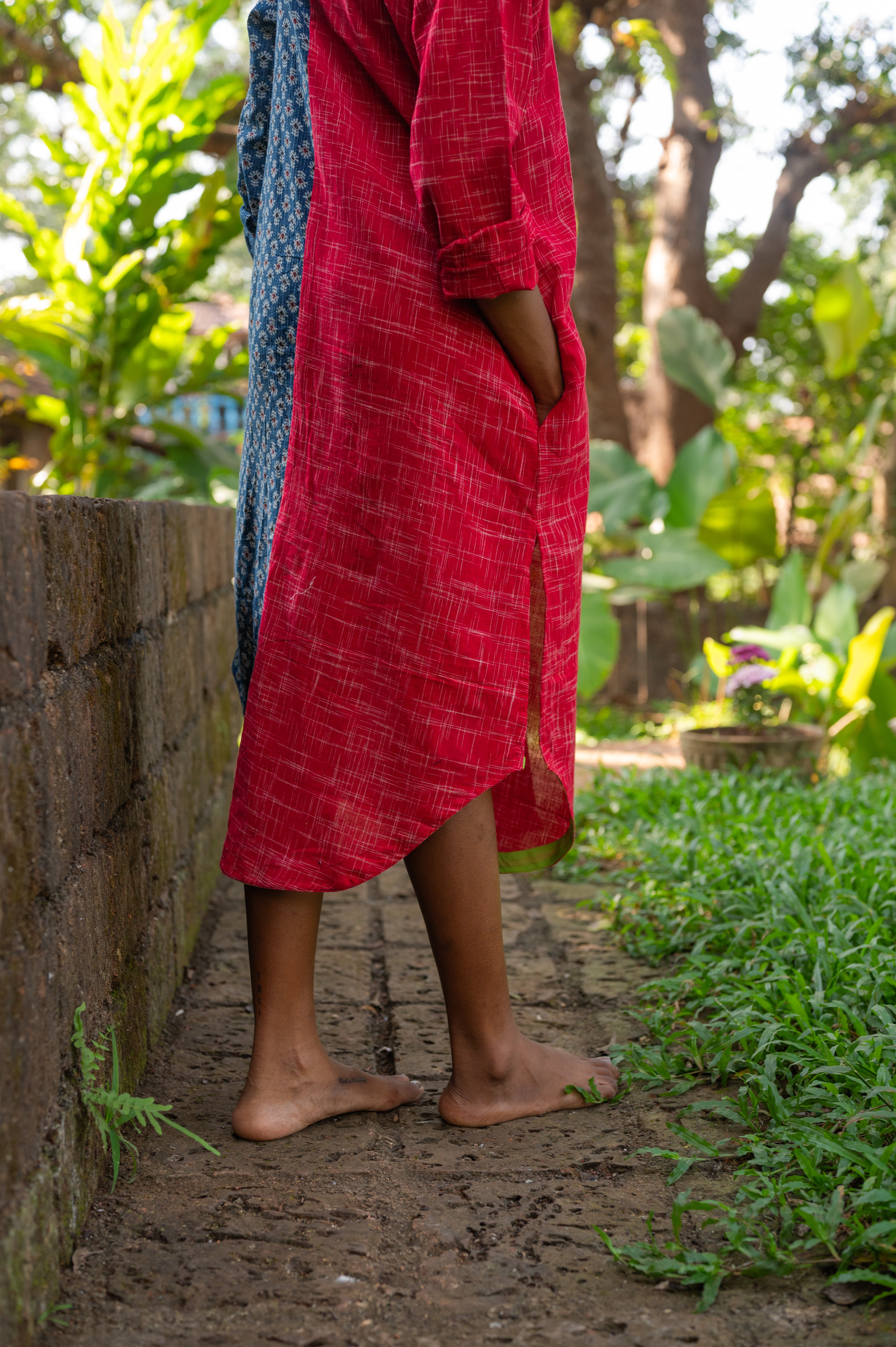 Half and Half Shirt Dress - Prathaa - weaving traditions