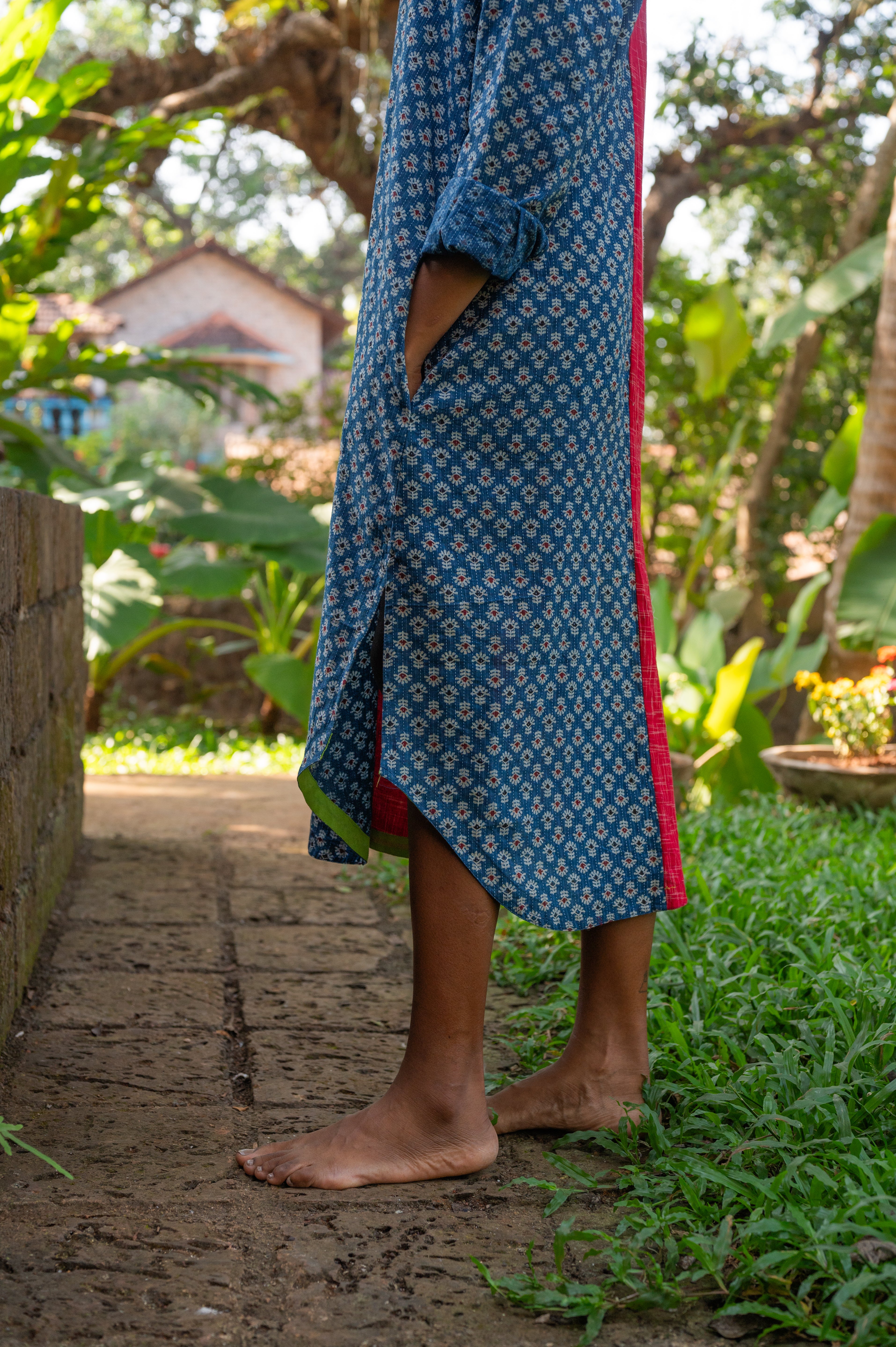 Half and Half Shirt Dress - Prathaa - weaving traditions