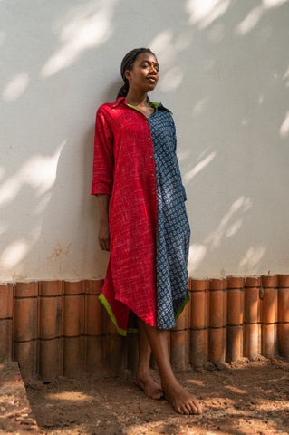 Half and Half Shirt Dress - Prathaa - weaving traditions