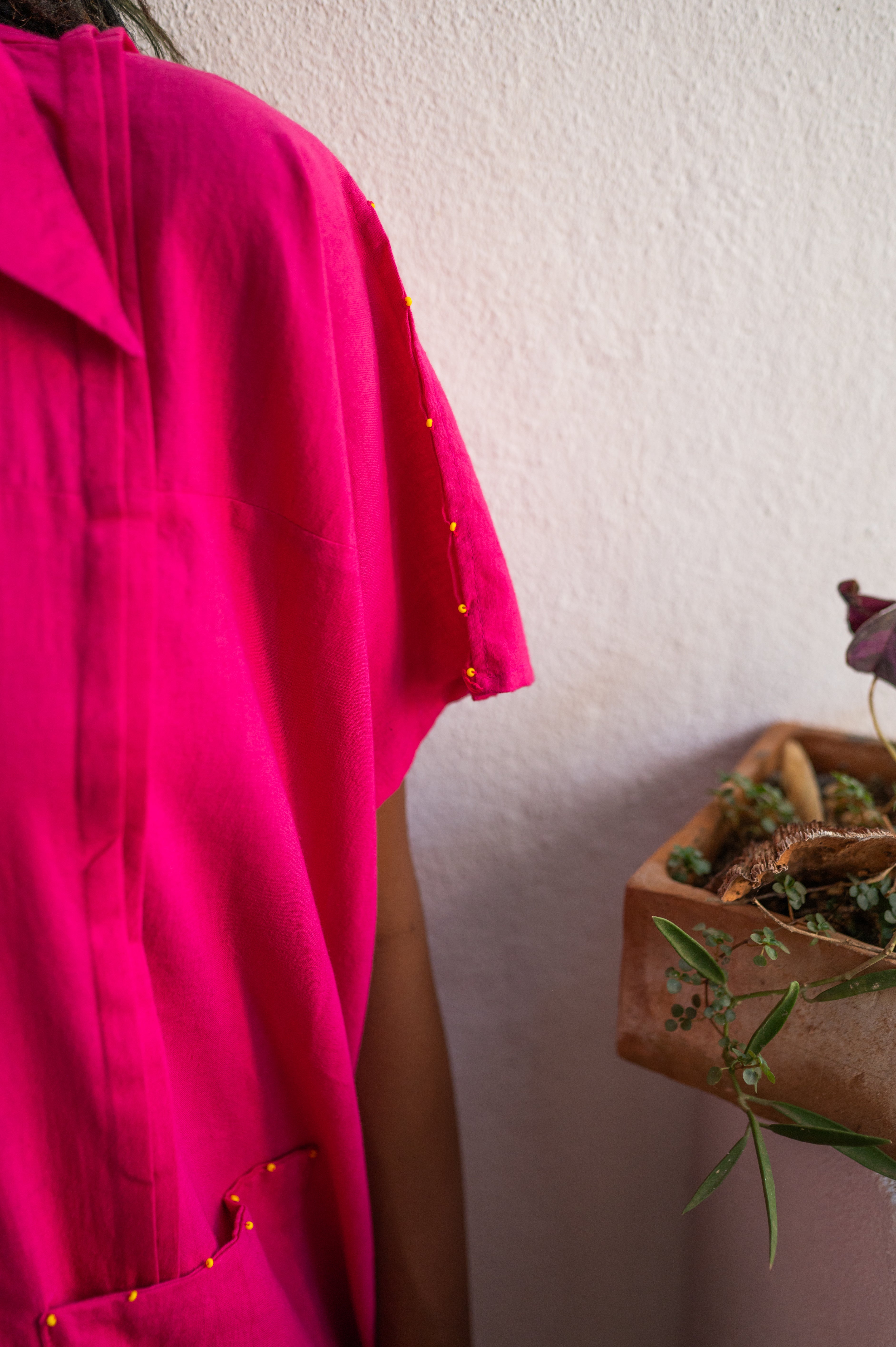 Pink Shirt Kaftan - Prathaa - weaving traditions