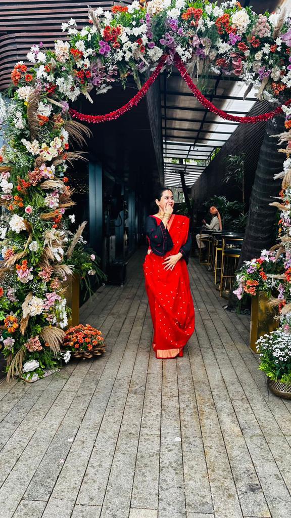 Black Jamdani Cotton Flared Sleeve Blouse