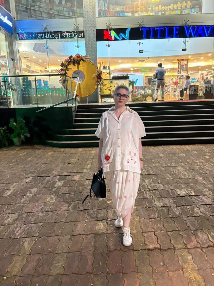 White Jamdani Shvet Cotton Kaftan and Dhoti Set