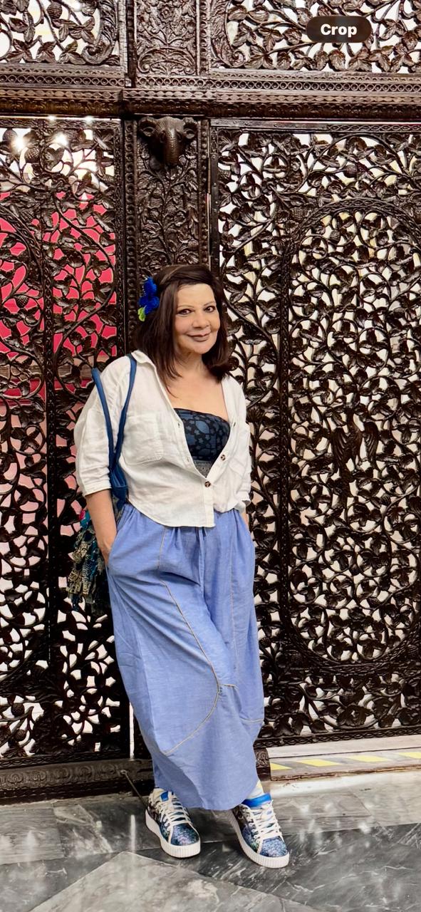 Blue Handloom Cotton Drawstring Meher Pants