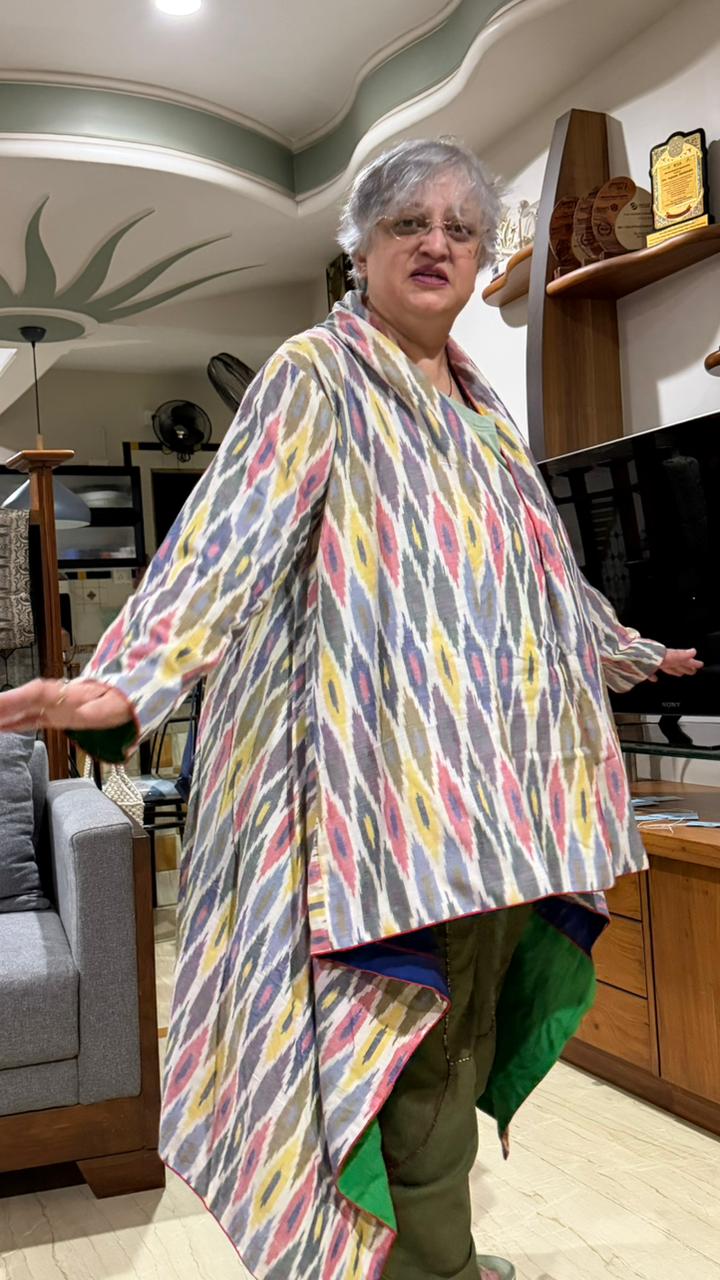 Handloom Cotton Asymmetrical Hiji Biji Reversible Jacket