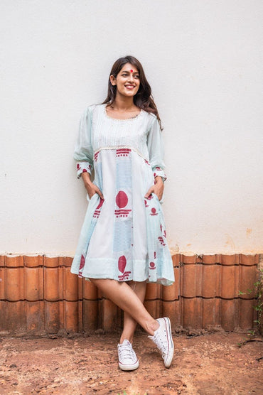 A-line Panelled dress- SNIGDHA - Prathaa - weaving traditions