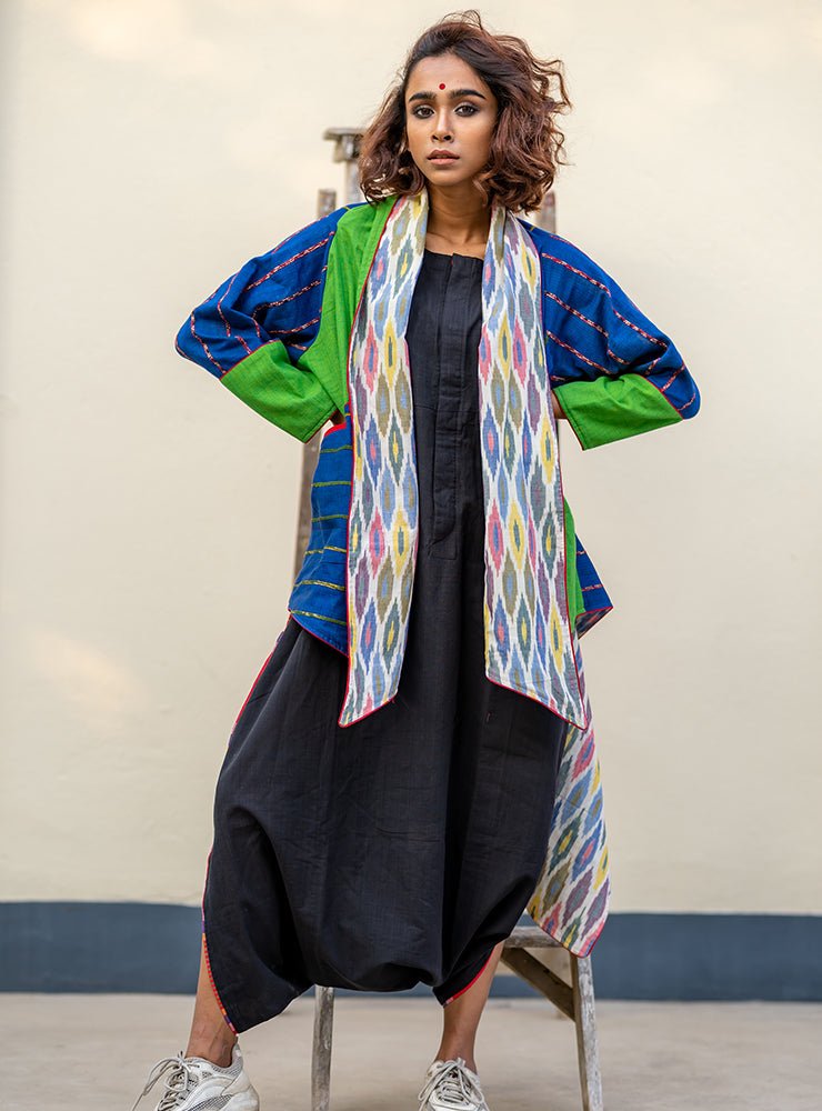 Asymmetrical Reversible Jacket - Prathaa - weaving traditions