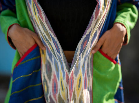Asymmetrical Reversible Jacket - Prathaa - weaving traditions