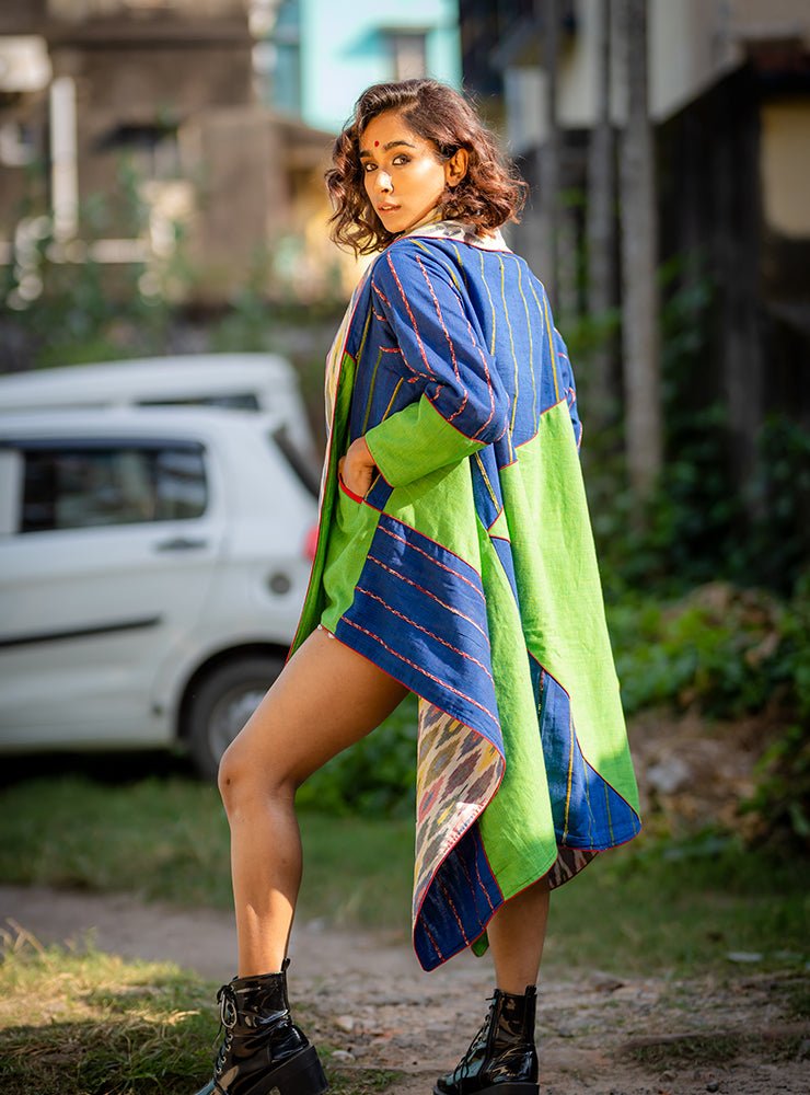 Asymmetrical Reversible Jacket - Prathaa - weaving traditions