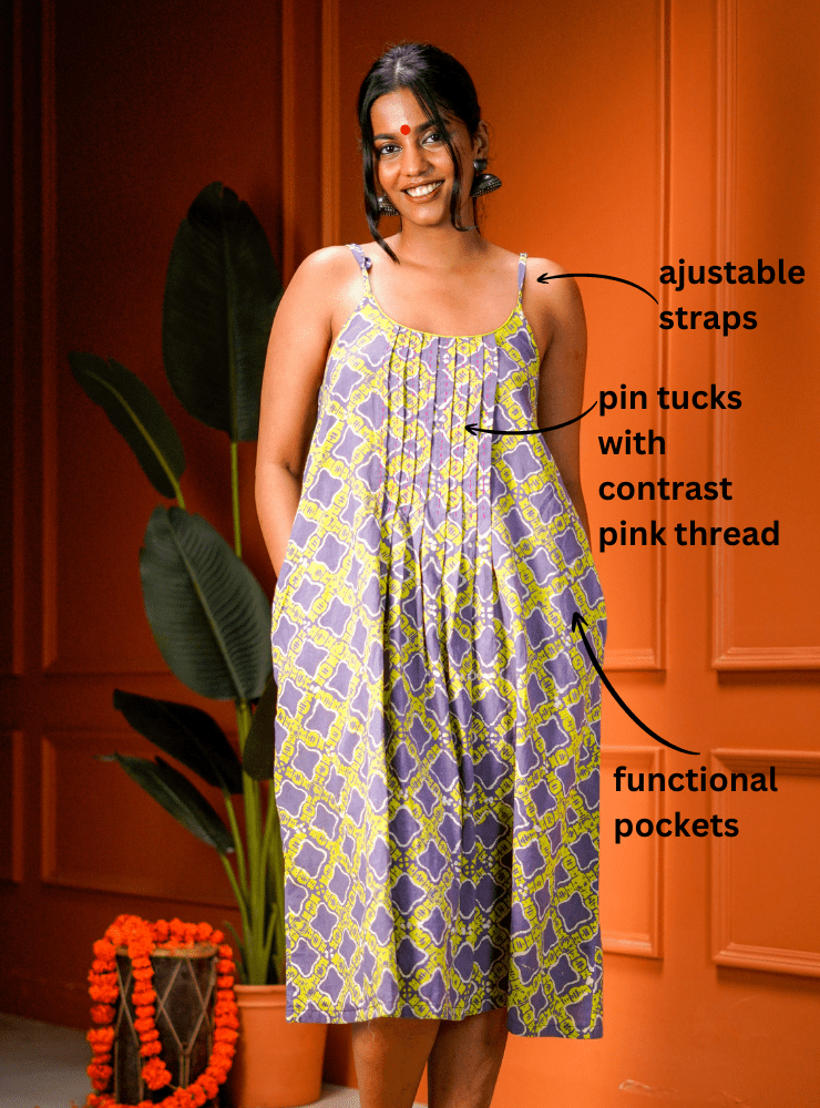 Batik Printed Spagetti Dress - Prathaa - weaving traditions
