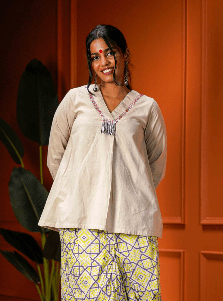 Beige Top - Prathaa - weaving traditions