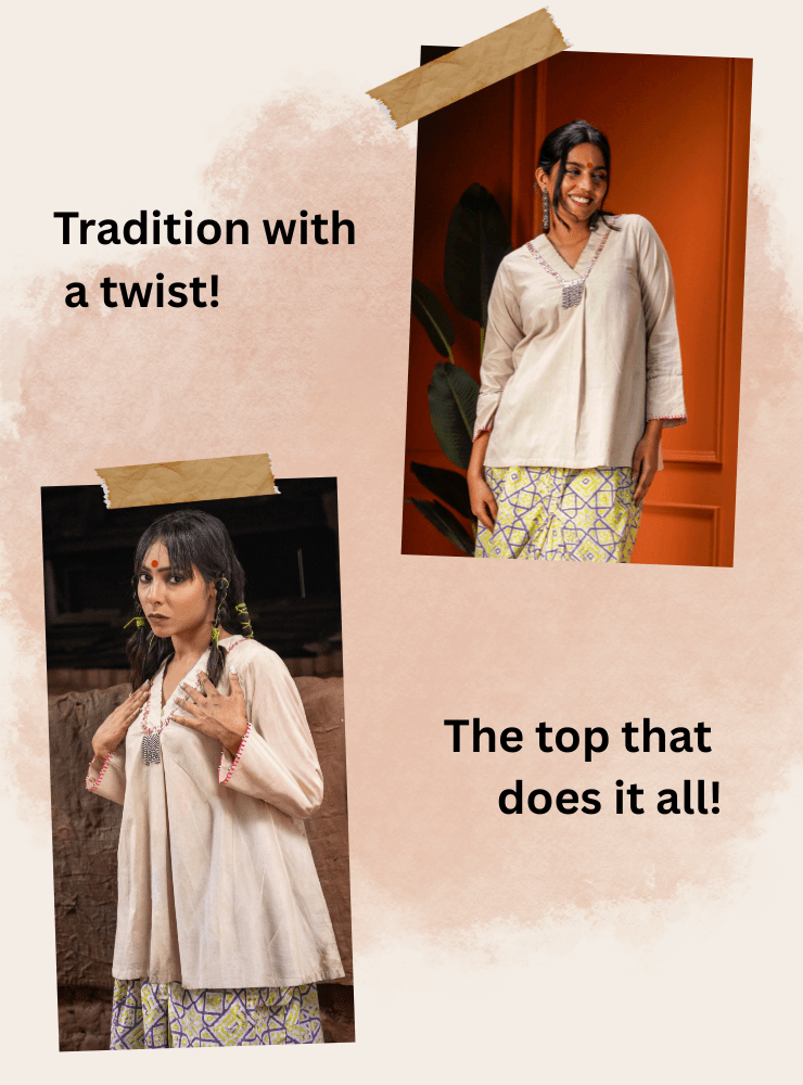Beige Top - Prathaa - weaving traditions