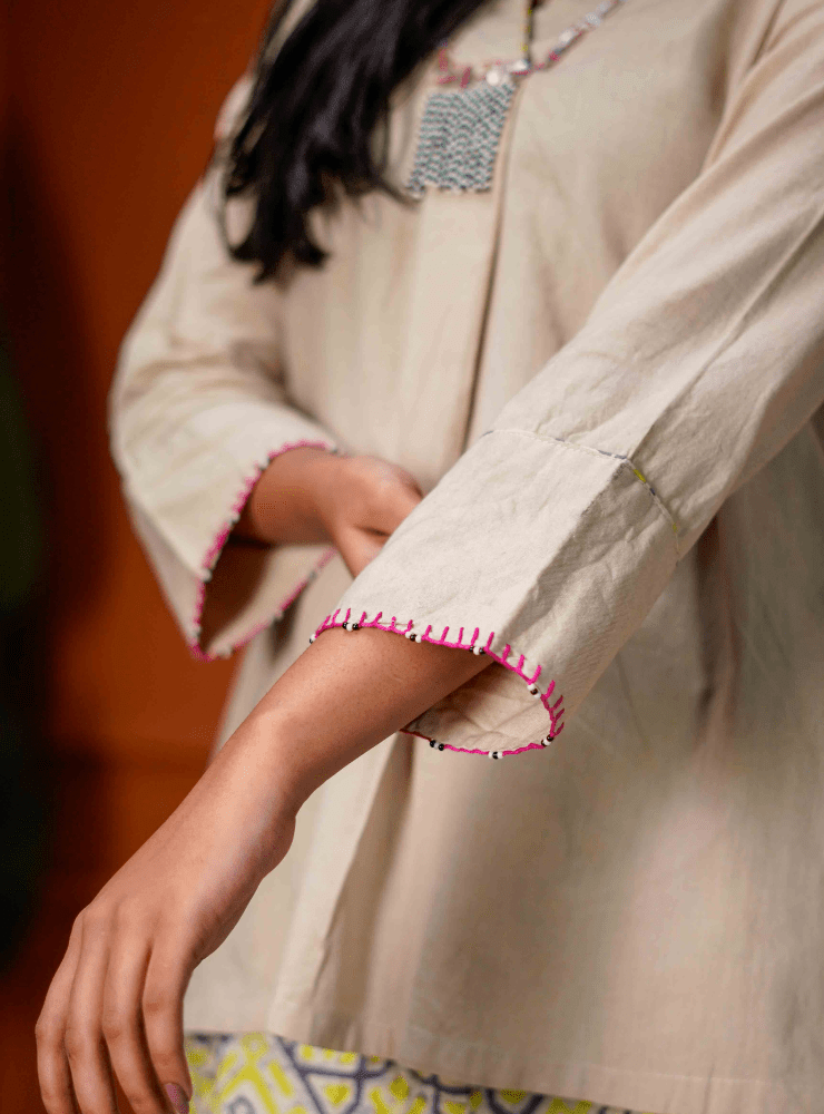 Beige Top - Prathaa - weaving traditions