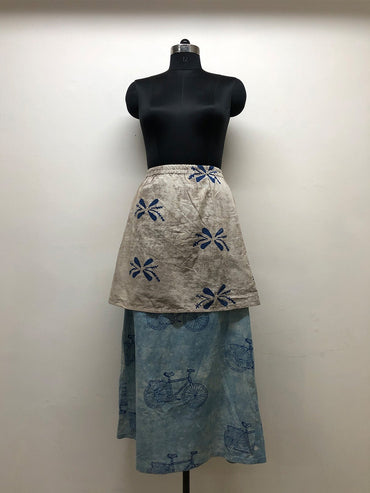 Block Printed Layered Skirt - Prathaa - weaving traditions