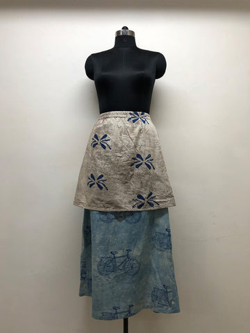 Block Printed Layered Skirt - Prathaa - weaving traditions