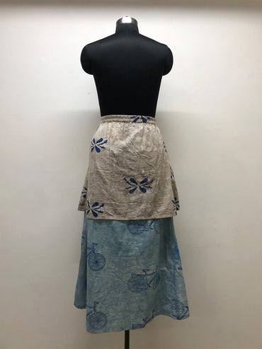 Block Printed Layered Skirt - Prathaa - weaving traditions