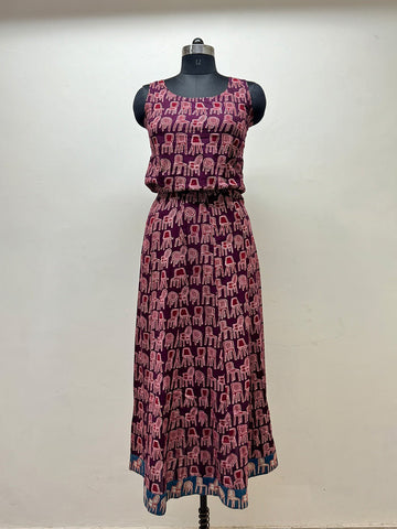 Block Printed Maxi Dress - Prathaa - weaving traditions