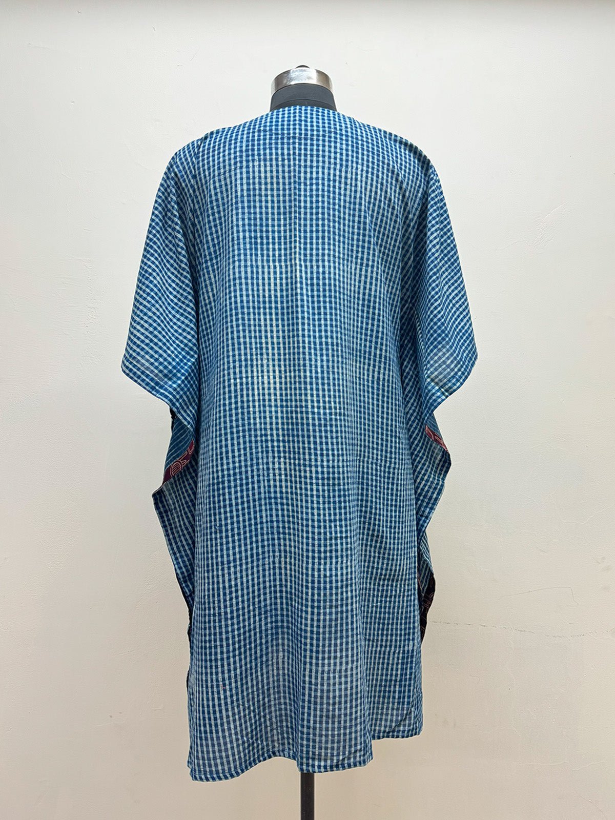 Blue Checks Kaftan Jacket - Prathaa - weaving traditions