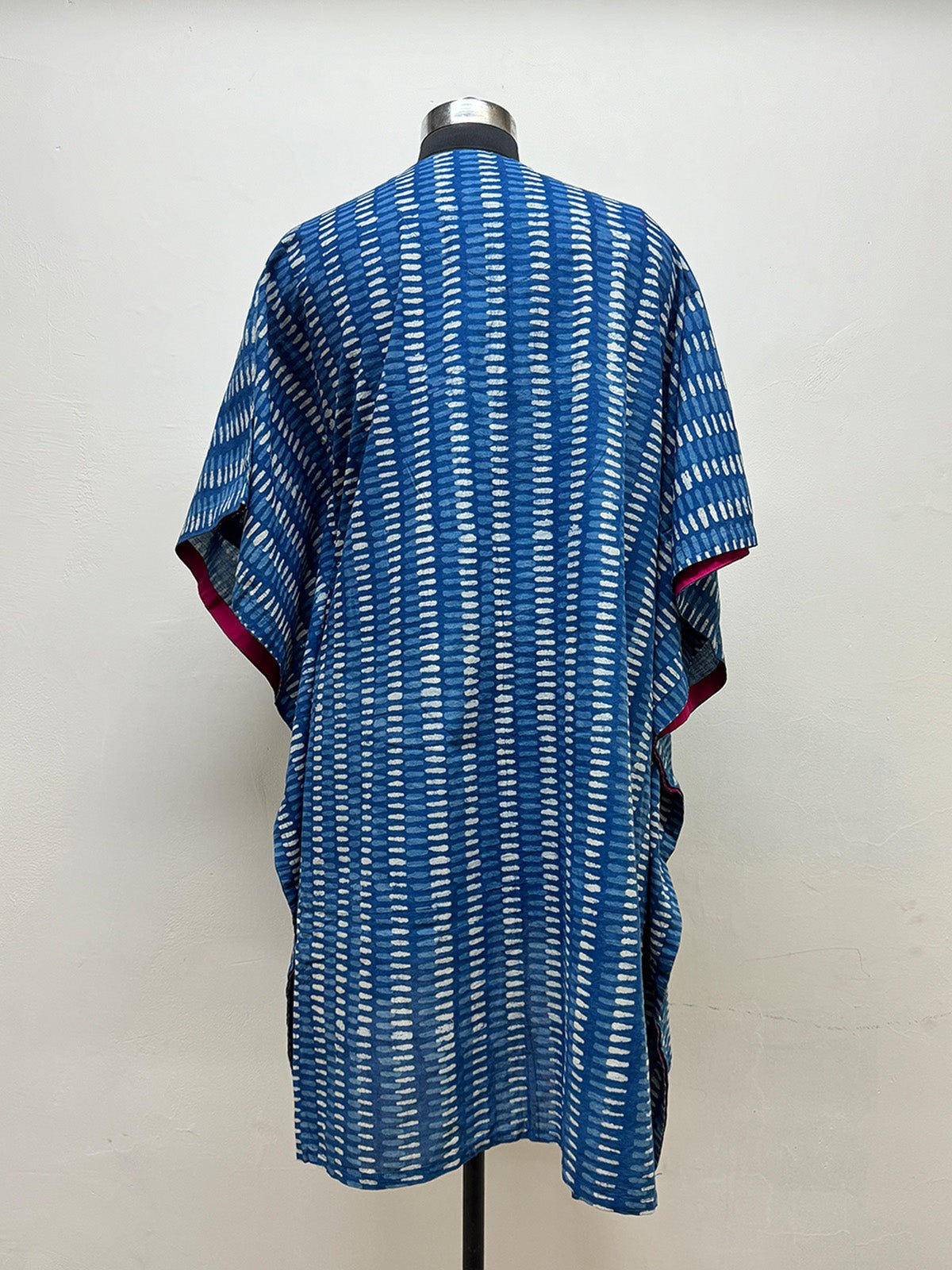 Blue Striped Kaftan Jacket - Prathaa - weaving traditions