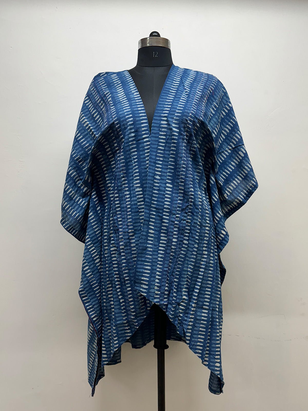Blue Striped Kaftan Jacket - Prathaa - weaving traditions