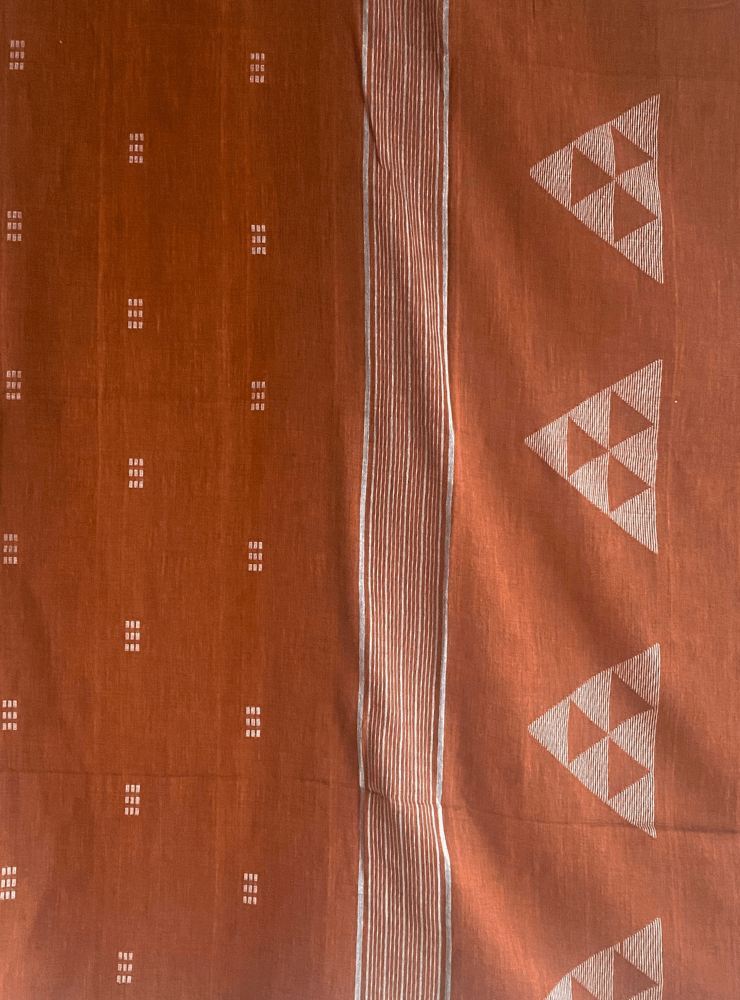 Brown Jamdani Saree - Prathaa - weaving traditions