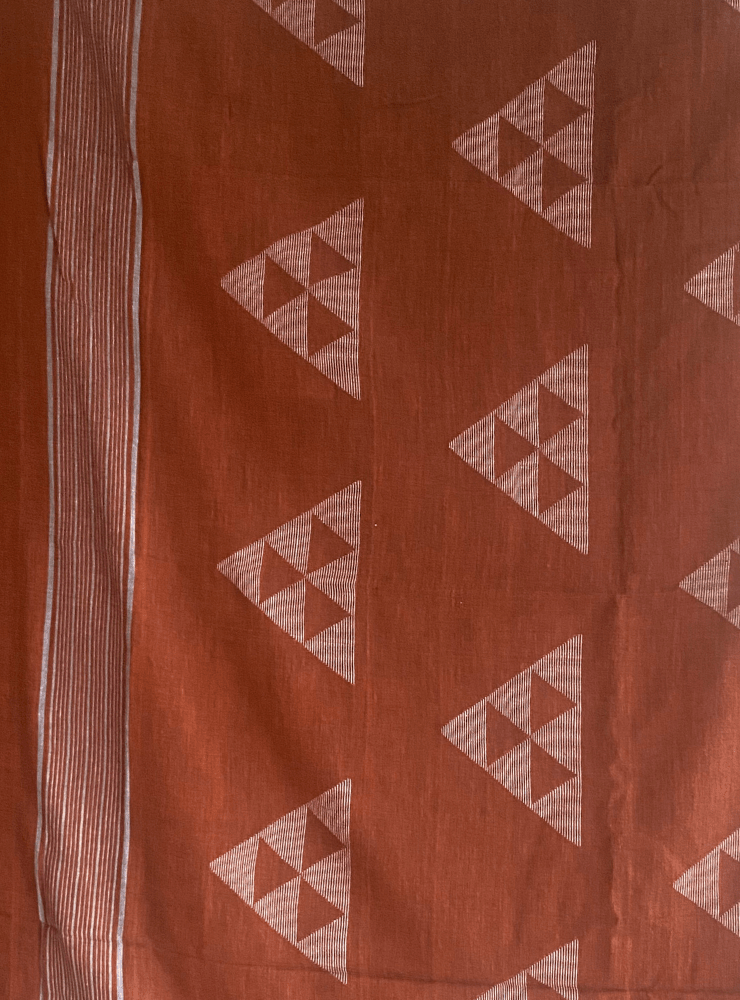 Brown Jamdani Saree - Prathaa - weaving traditions