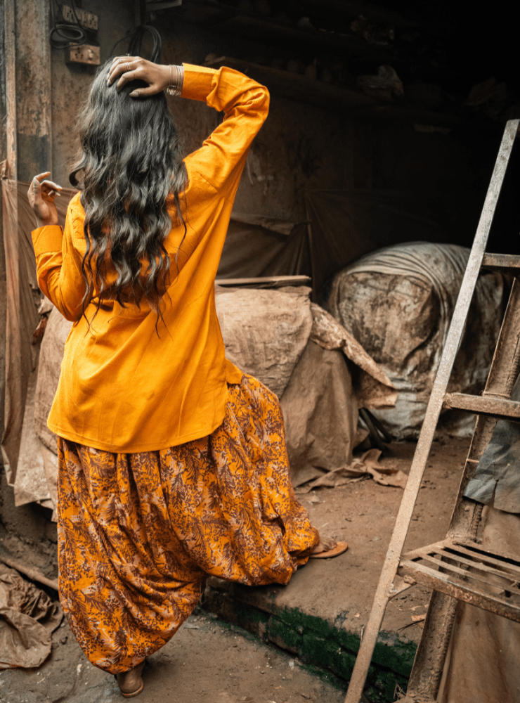 Burnt Orange Shirt with Shell Button Collar - Prathaa - weaving traditions