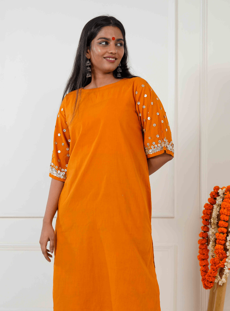 Burnt Orange Tunic - Prathaa - weaving traditions
