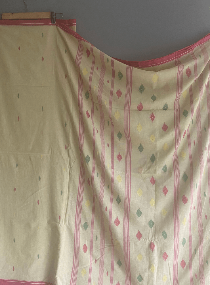 Cream Jamdani Saree - Prathaa - weaving traditions