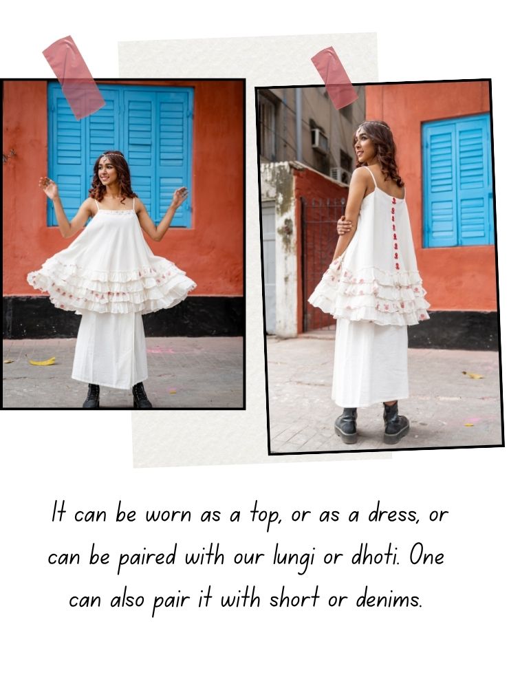 Frill Top / Dress - Shvet - Prathaa - weaving traditions