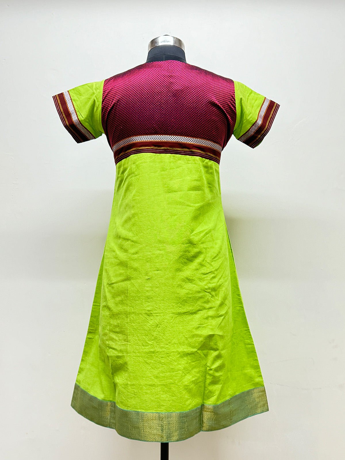 Green and Pink Tunic Dress - Prathaa - weaving traditions