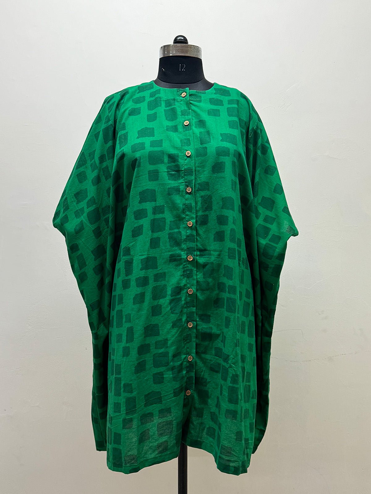 Green Kaftan Dress - Prathaa - weaving traditions