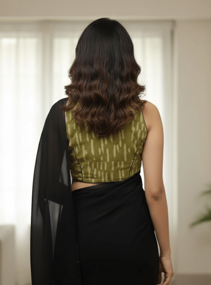 Green Sleeveless Blouse | Handloom Cotton Blouse - Prathaa - weaving traditions