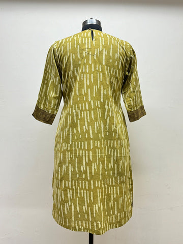 Green V Neck Cotton Tunic - Prathaa - weaving traditions